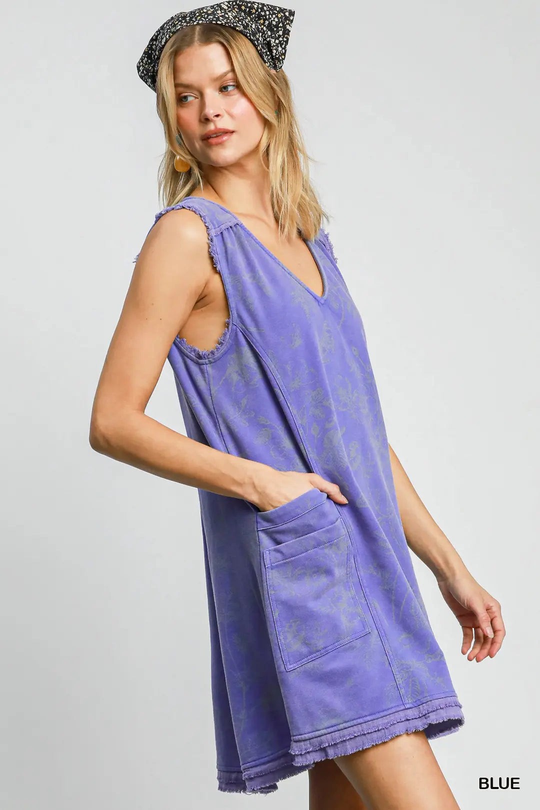 Mineral Washed Floral Print Terry Dress