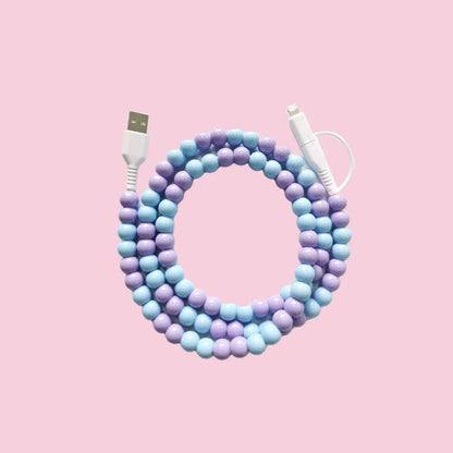 Beaded Data Cable 2 in 1 type-c to ip15 - Southern Sassy Boutique
