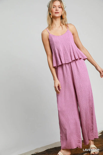 V-Neck Jumpsuit with Flowy Top