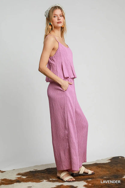V-Neck Jumpsuit with Flowy Top