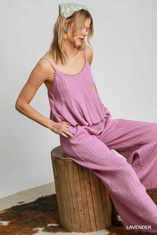 V-Neck Jumpsuit with Flowy Top