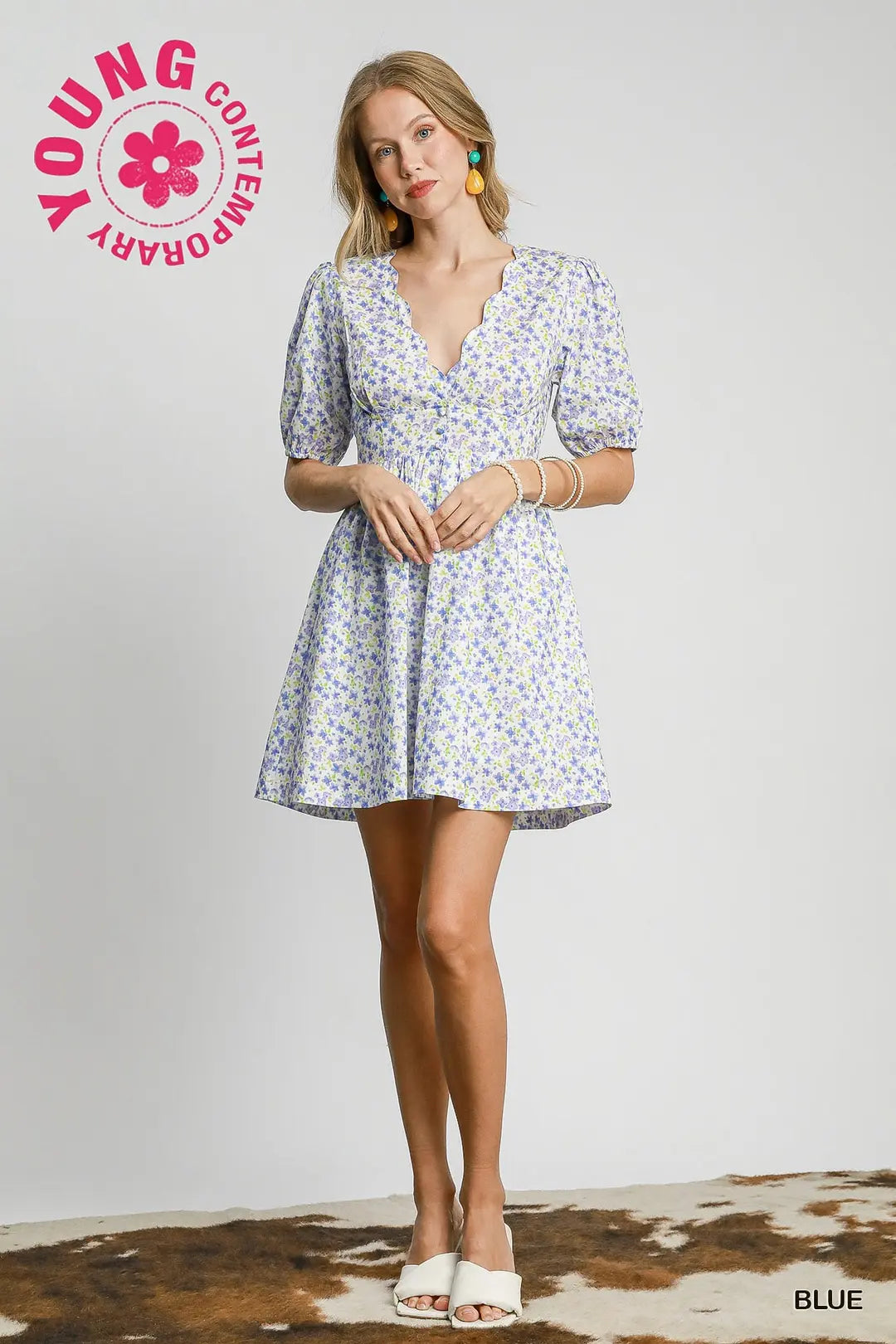 Floral Print Mini Dress with Back Tie
