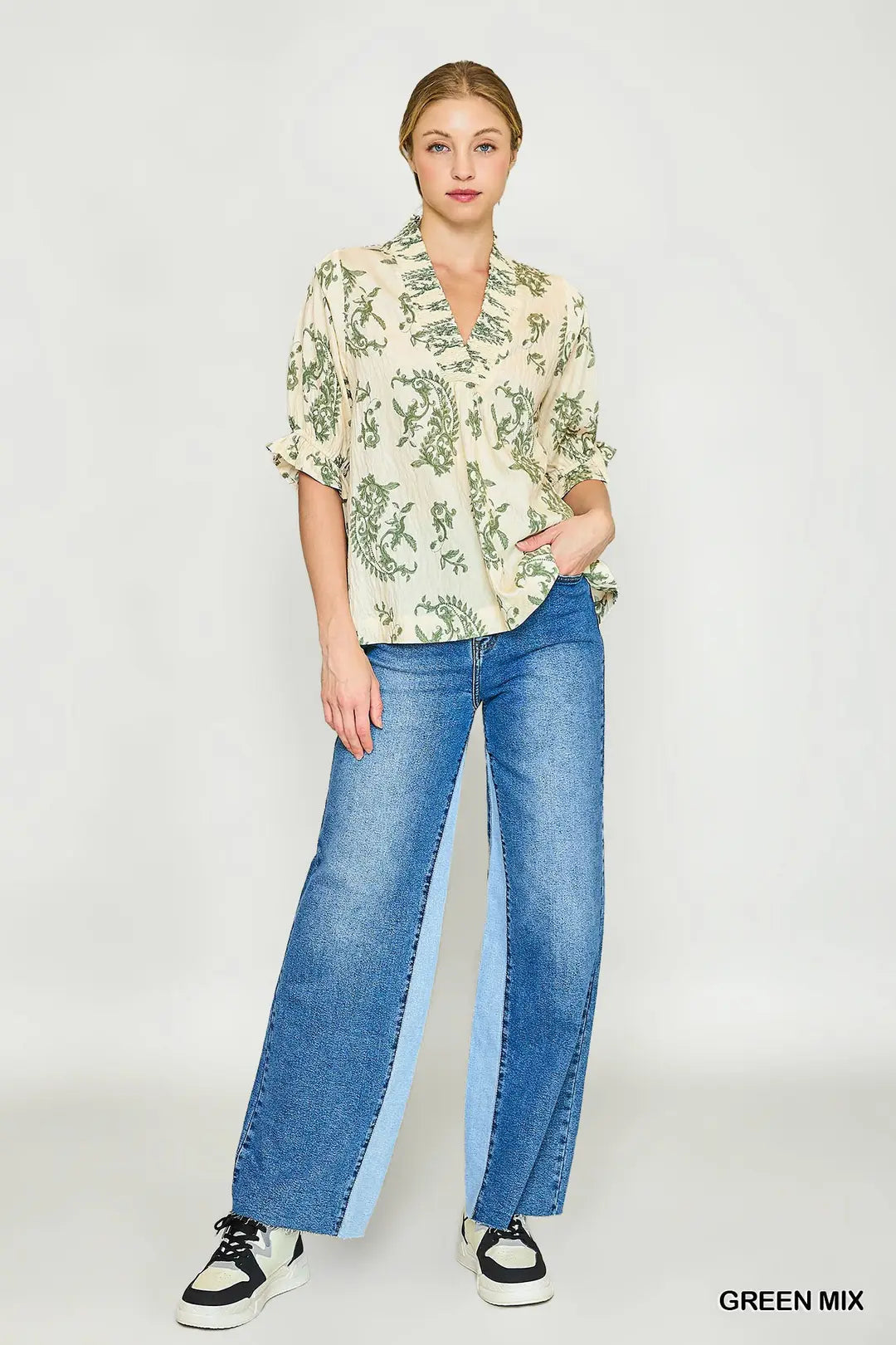 Willow Vine Ruffle Trim Blouse