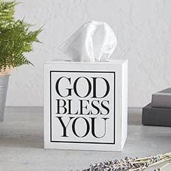 Square Tissue Box Cover - White with Black Text - Southern Sassy Boutique