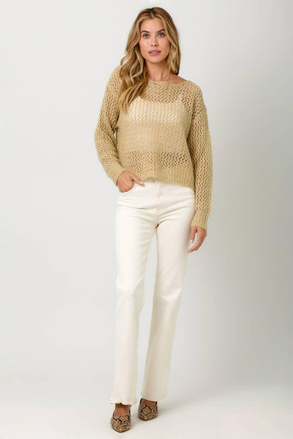 Metallic Net Pullover Sweater - Southern Sassy Boutique