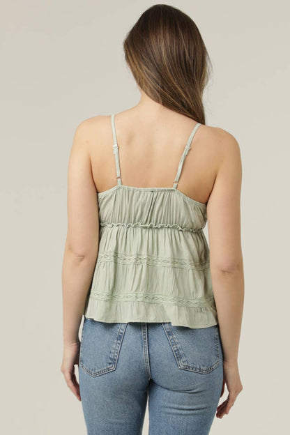 Lace Trim Tiered Cami Tank Top