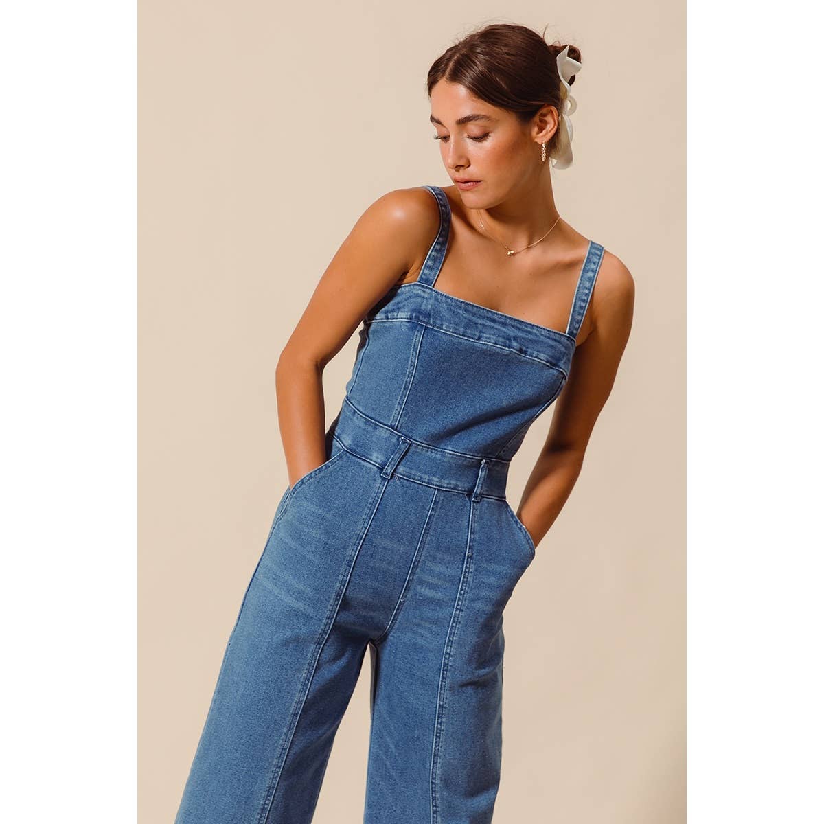 Washed Denim Jumpsuit
