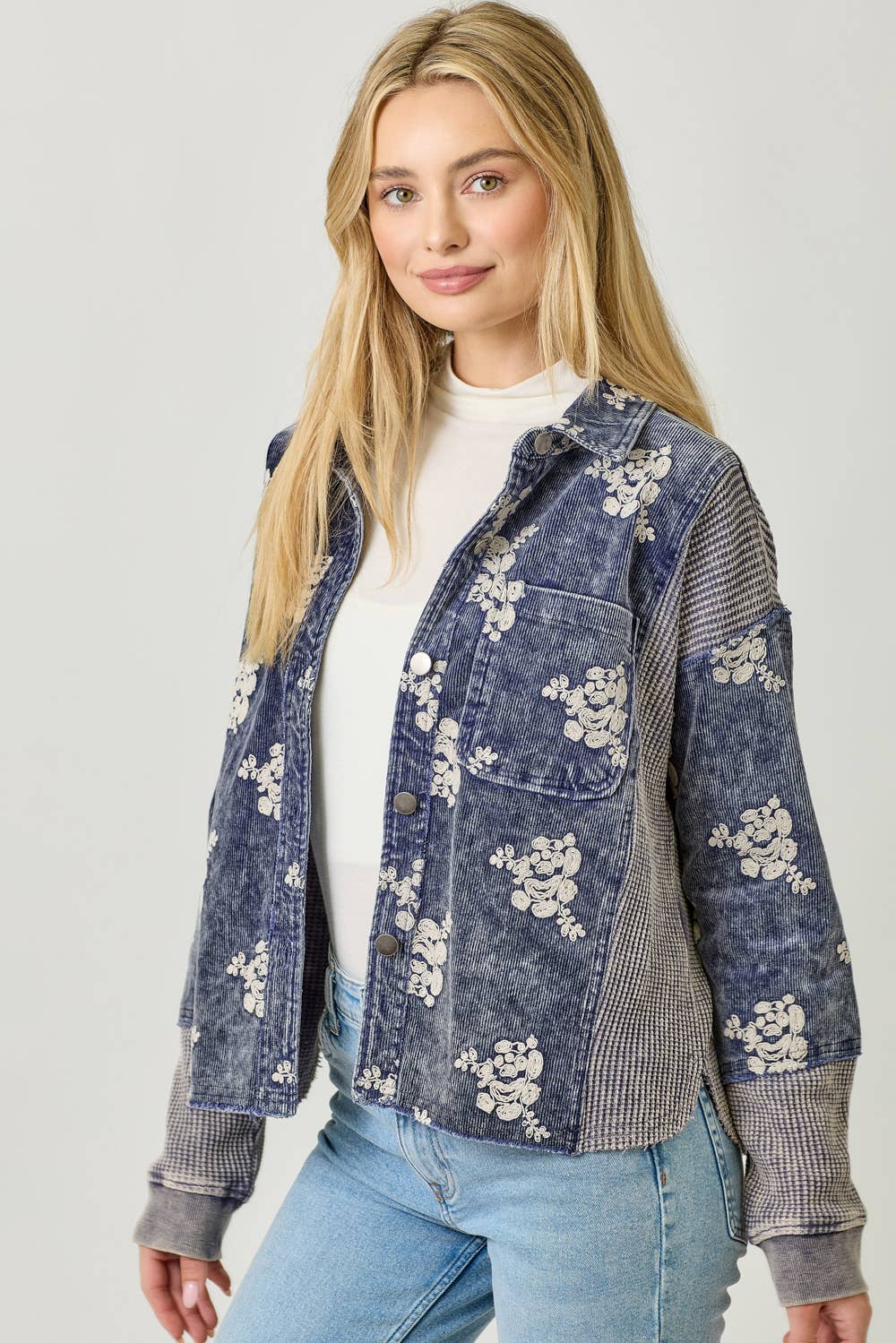 Flower Embroidery Hoodie Jacket