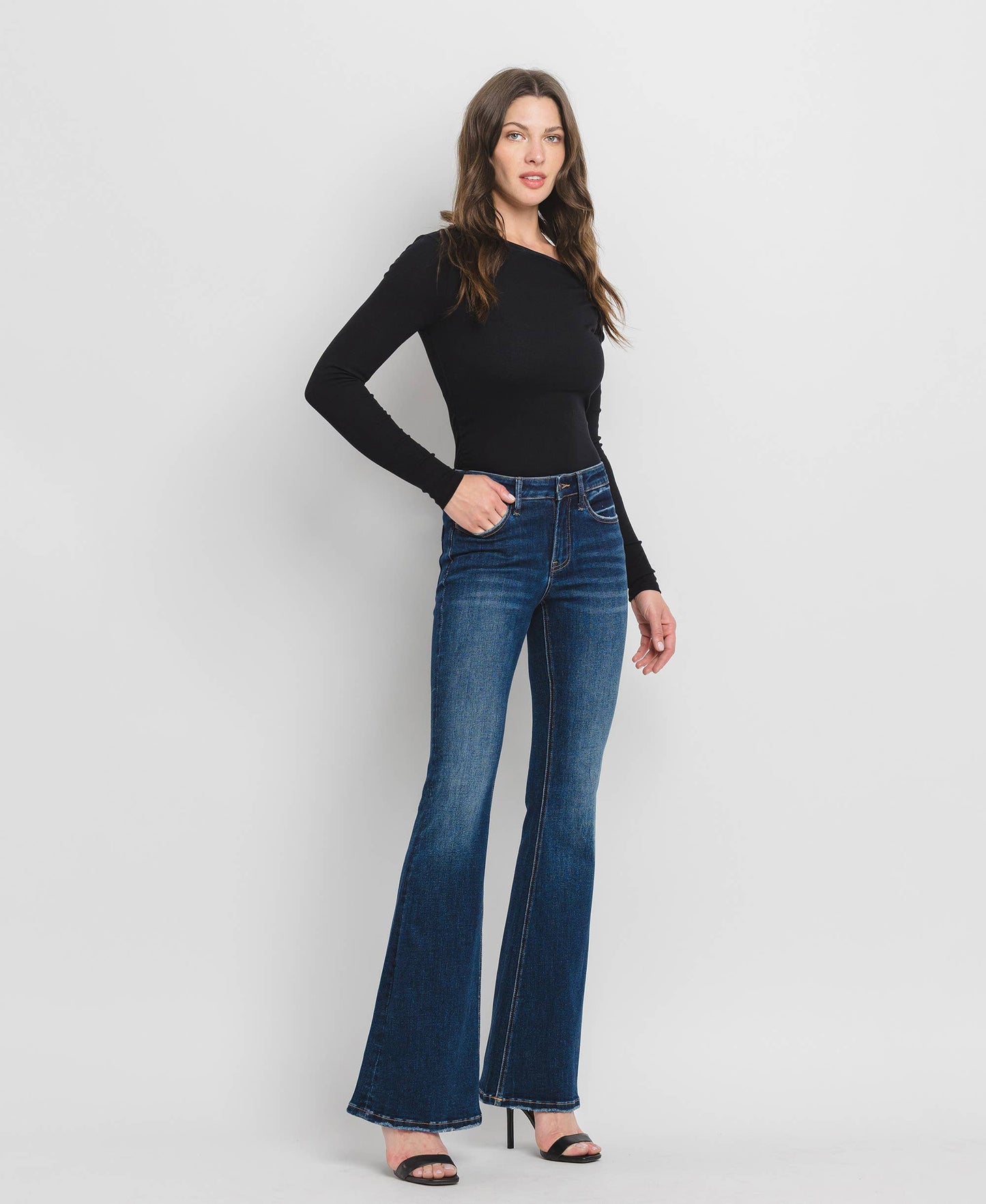MID RISE SUPER FLARE JEANS - Southern Sassy Boutique