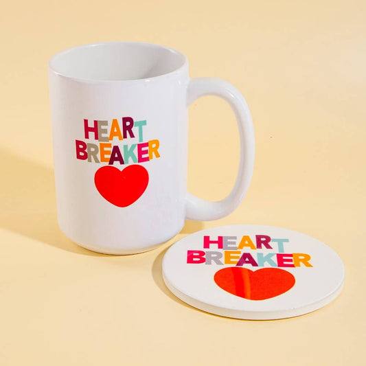 Heart Breaker 15 Oz Mug With Matching Coaster Gift Set