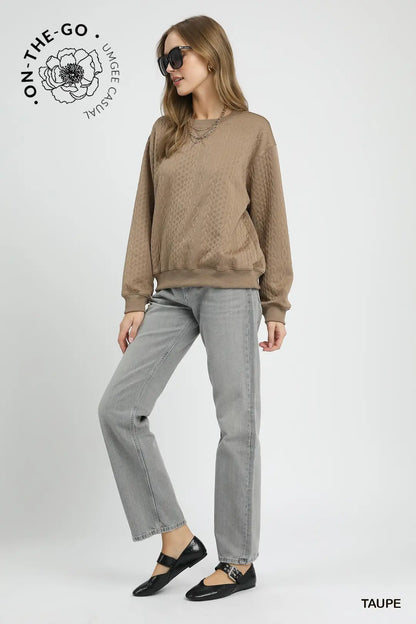 Cable Texture Knit Pullover Top