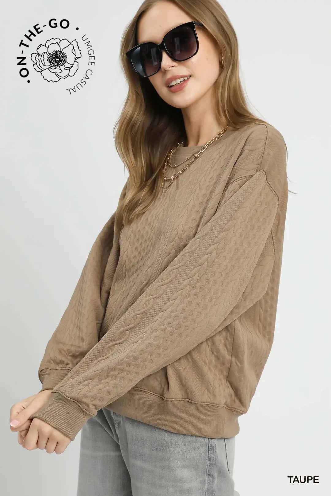 Cable Texture Knit Pullover Top