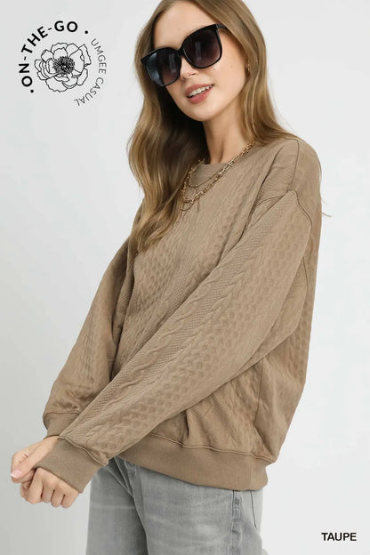 Cable Texture Knit Pullover Top