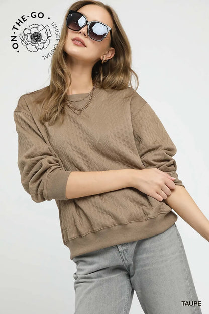 Cable Texture Knit Pullover Top