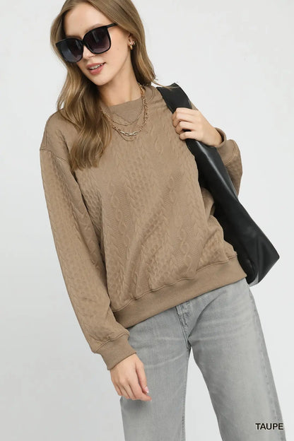 Cable Texture Knit Pullover Top