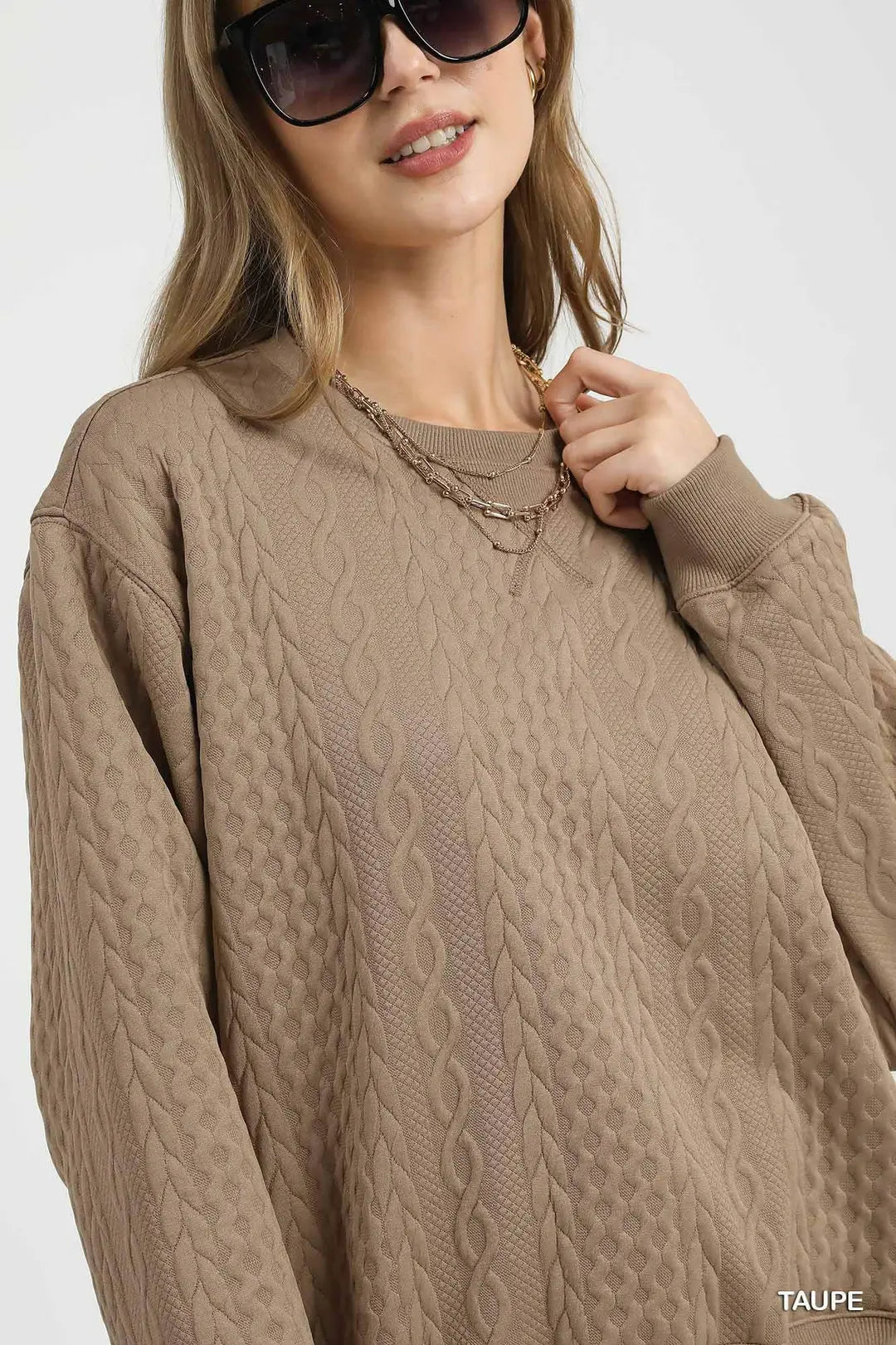 Cable Texture Knit Pullover Top