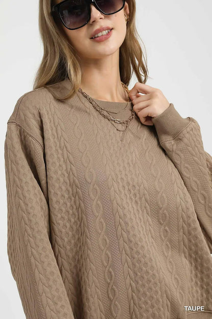 Cable Texture Knit Pullover Top