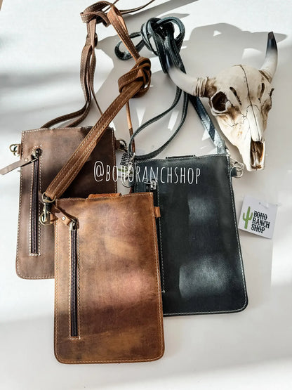 HAYDEE PHONE CROSSBODY mobile Western Tooled Leather Cowhide - Southern Sassy Boutique