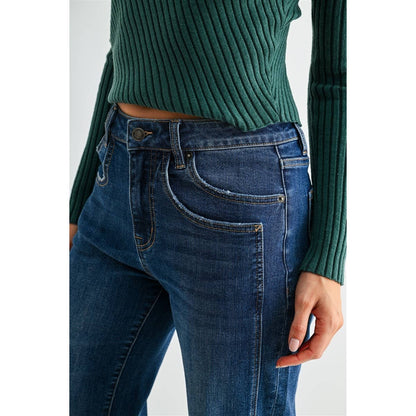 HIGH-RISE SLIM WIDE CUFFED LEG