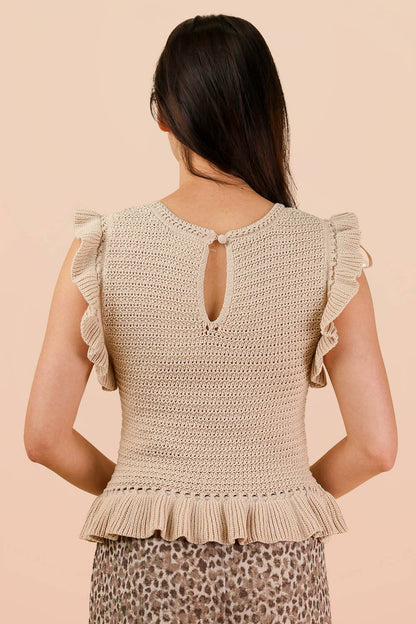 Ruffled Sweater Knit Top