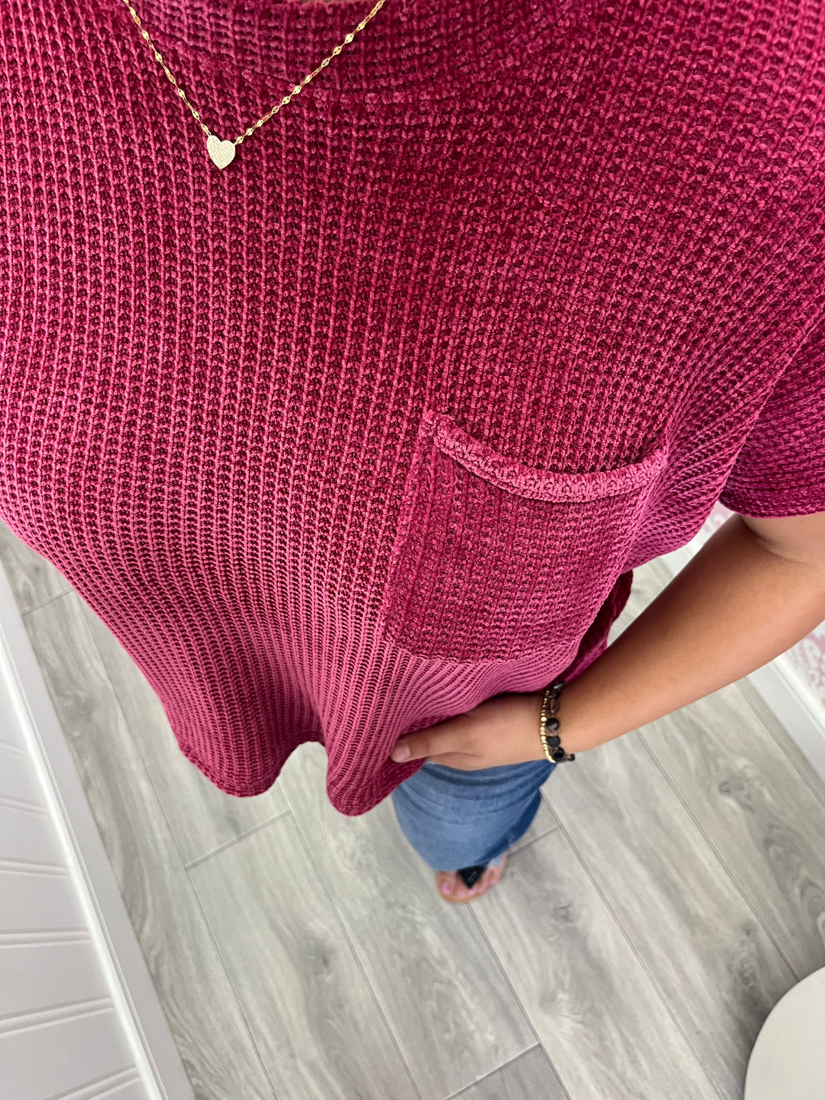 Chenille Short Sleeve Sweater