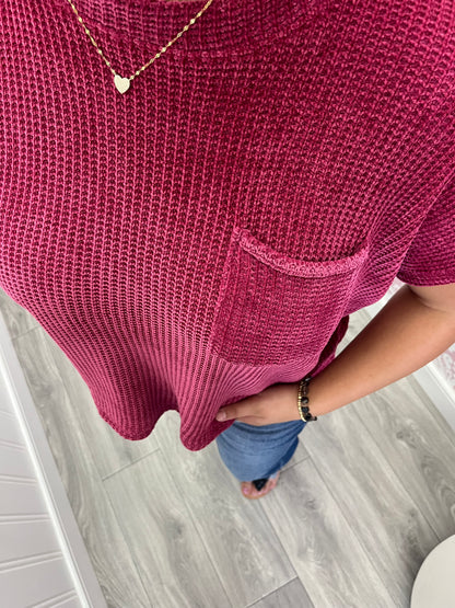 Chenille Short Sleeve Sweater