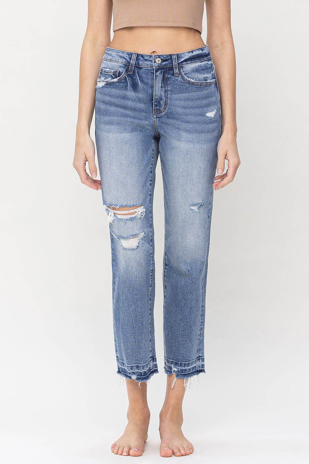 HIGH RISE CROP STRAIGHT JEANS - Southern Sassy Boutique