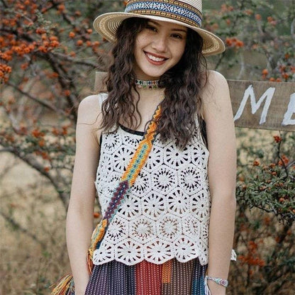 Vintage Embroidery Hollow Out Crochet Knit Vest - Southern Sassy Boutique