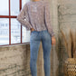 Chiffon Clip Dot Jacquard Peplum Tie Front Blouse