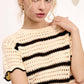 Round Neck Scalloped Edge Short Sleeve Sweater
