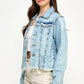 Cropcut Denim Jacket with Distressed