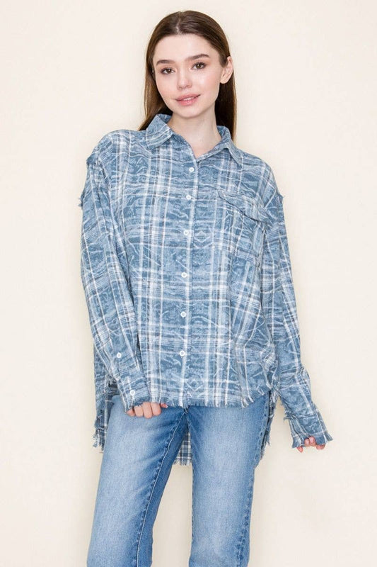 Long Sleeve Plaid Knit Top