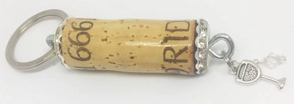 White Wine Glass Charm Rhinestone Design Keychain - Southern Sassy Boutique