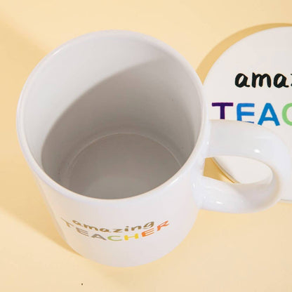Amazing Teacher 15 Oz Mug With Matching Coaster Gift Set