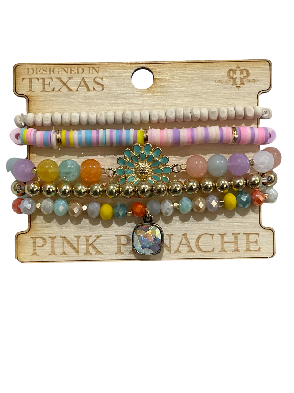 Pastel multi-color bracelet set, Austrian crystal