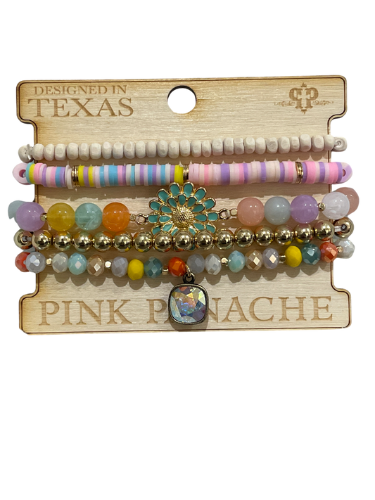 Pastel multi-color bracelet set, Austrian crystal