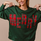 Plaid Merry Lettering Christmas Fleece Sweatshirt