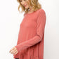 Ruffle Hem Long Sleeve Top