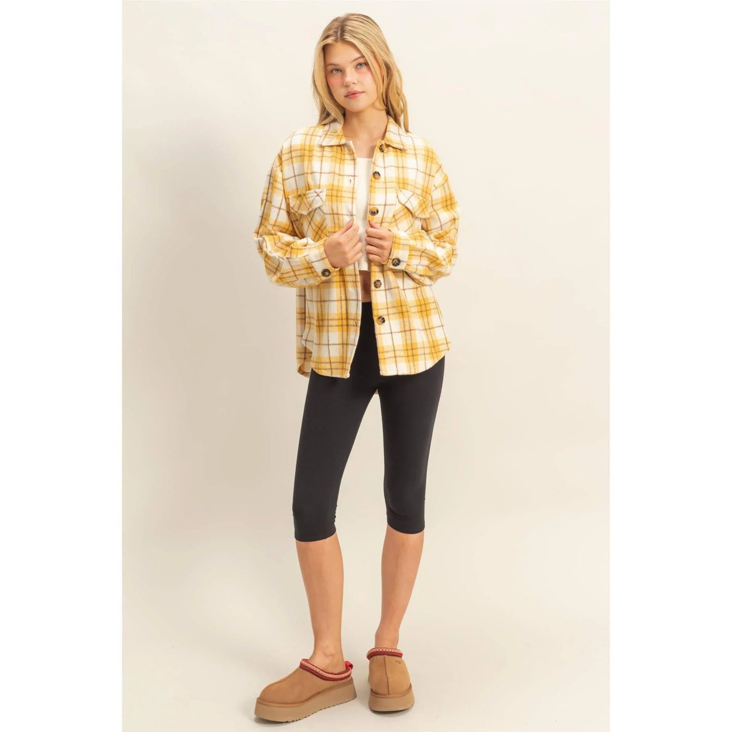 Collared Plaid Shacket - Southern Sassy Boutique