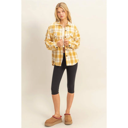 Collared Plaid Shacket - Southern Sassy Boutique