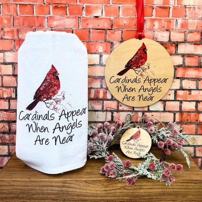 Cardinals Appear When Angels Christmas Kitchen Towels - Southern Sassy Boutique
