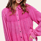 Soft Washed Button Down Waffle Textured Gauze Shirts