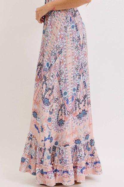 Bohemian Floral Print Halter Maxi Dress
