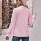 Pointelle Notch V Neck Long Sleeve Top