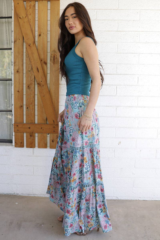 Floral and Lace Boho Wide Leg Pants