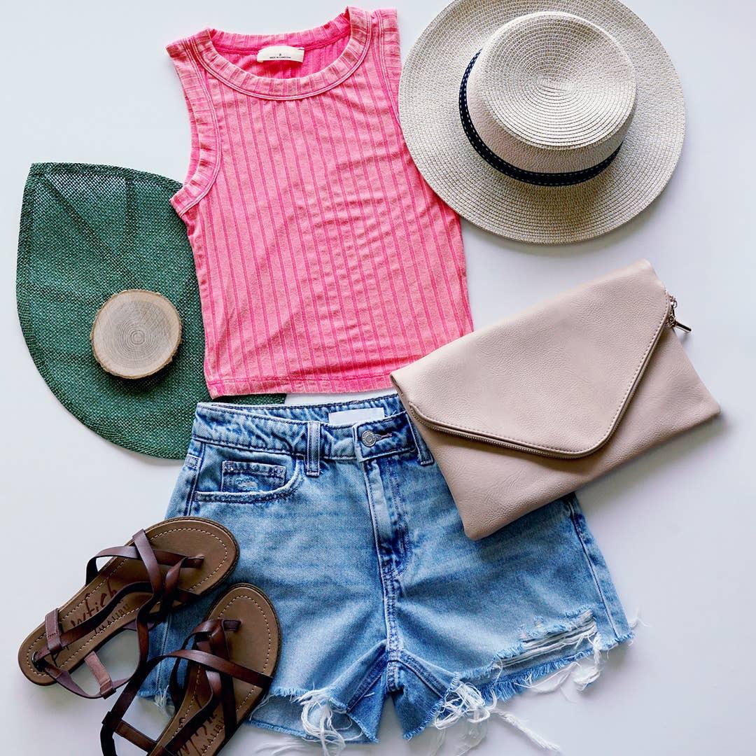 `.0723 Ribbed Sleeveless Crop Tank Top SI-25603 - Southern Sassy Boutique