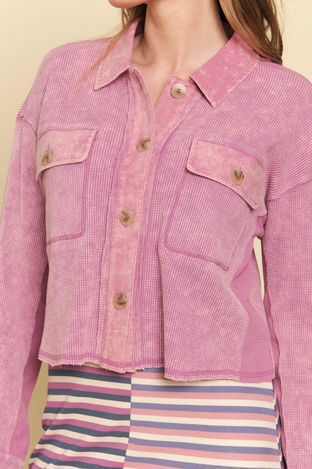 Waffle Knit Cropped Jacket - Southern Sassy Boutique