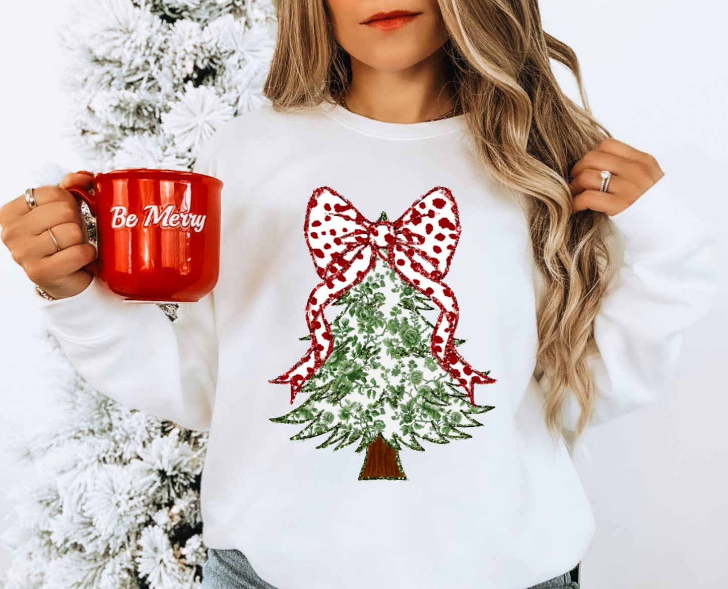 Glitter Bow Christmas Tree Sweatshirt   - Southern Sassy Boutique