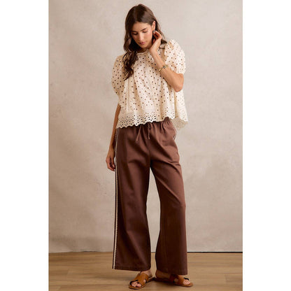 Polka Dot Cotton Lace Trim Blouse