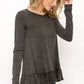 Ruffle Hem Long Sleeve Top